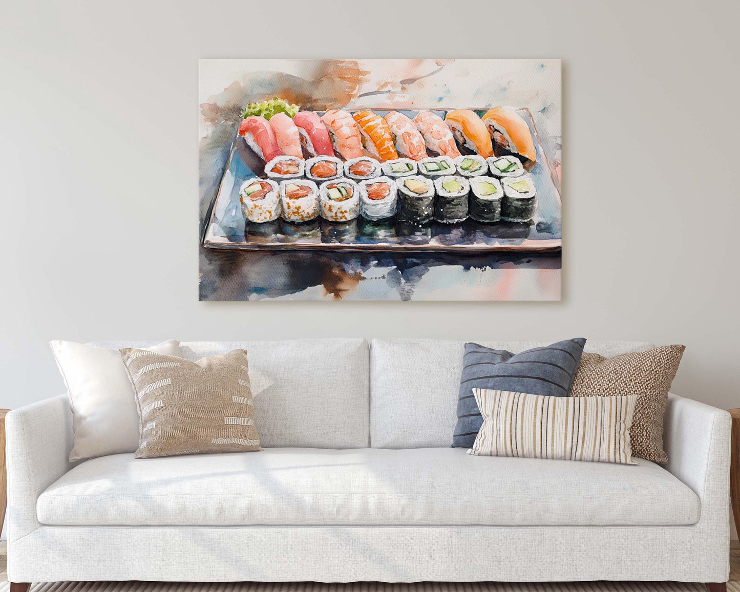 Sushi Print, Sashimi Canvas, Food Decor, Kitchen Art