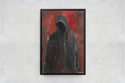 Figure of Death, Dark Robed Figure, Creepy Painting, Gothic Art, Dark Academia, Victorian Art, Red Decor