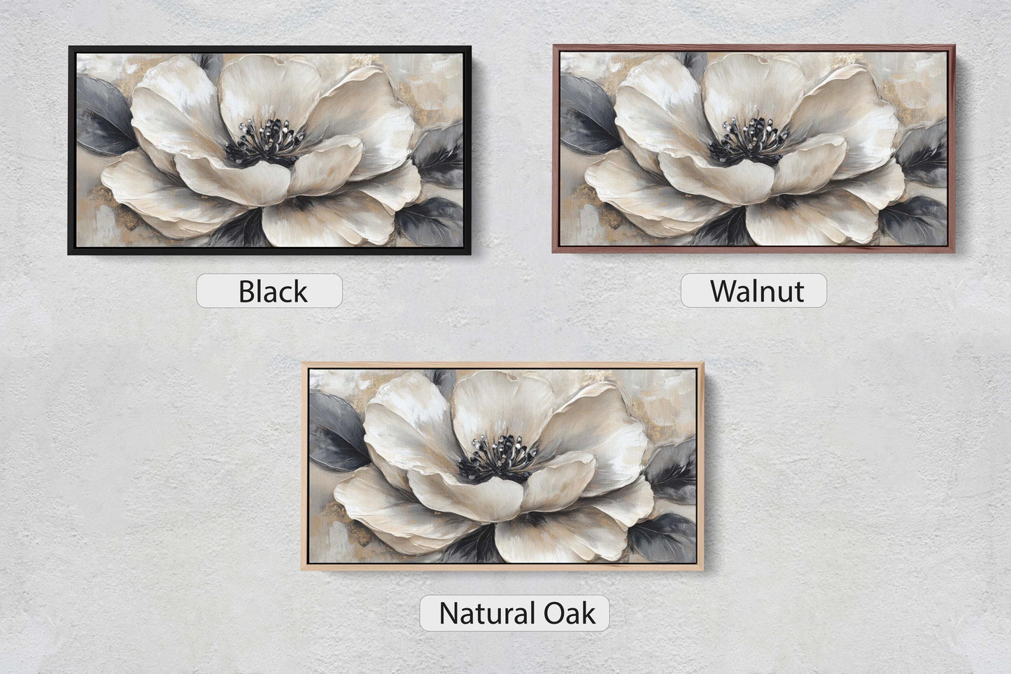 Black White Flower, Neutral Tones, Flower Painting