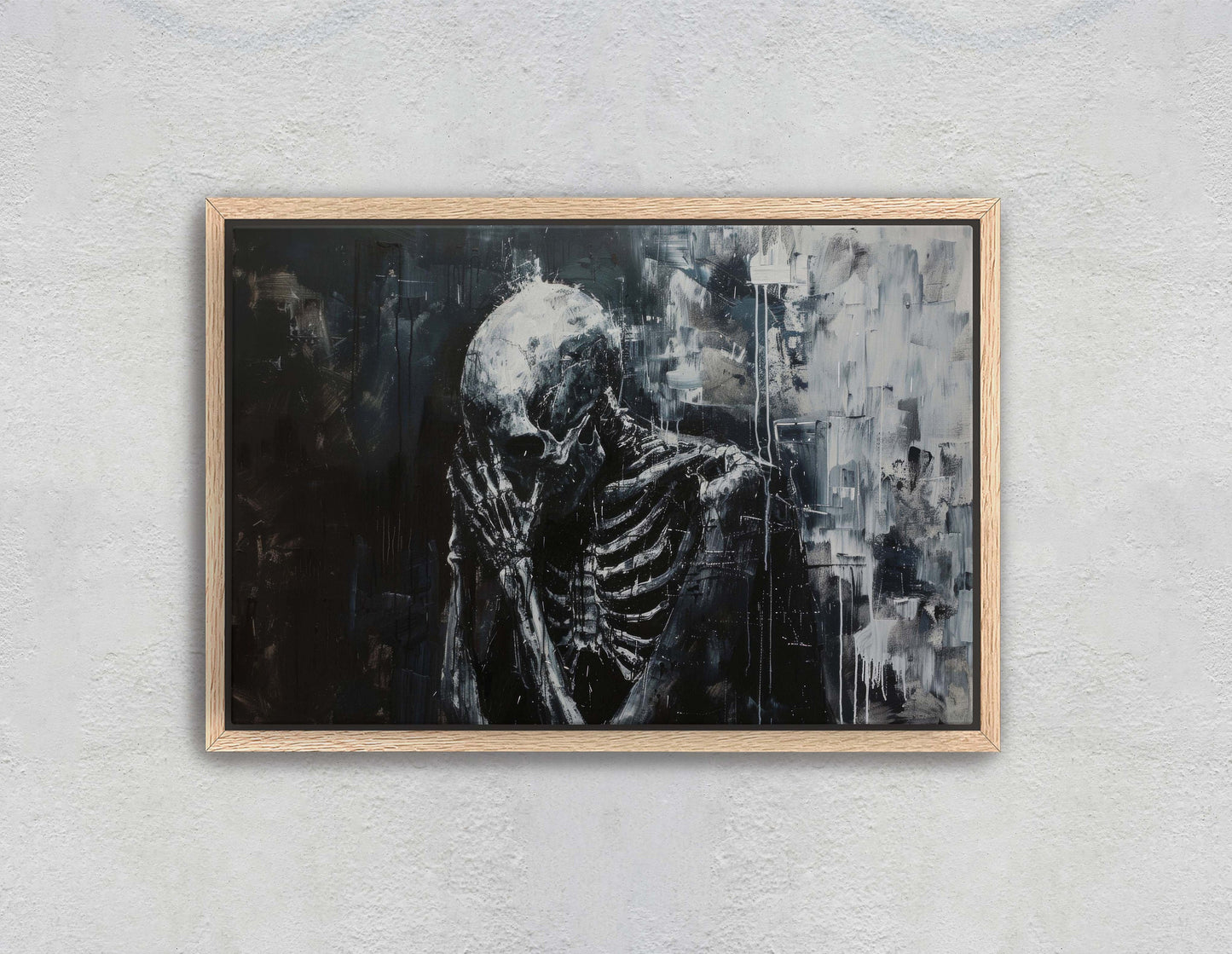 Mourning Death, Skeleton Print, Creepy Decor, Halloween Art, Victorian Art