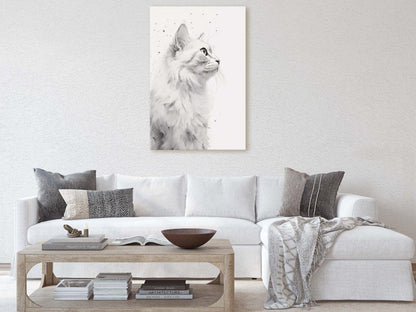 White Cat Portrait, Black and white cat, Feline Profile, Cat lover, Framed Canvas, Cat photography