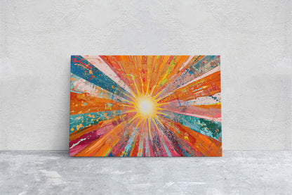 Starburst, Abstract Color, Color Theory, Sunburst, Modern Art, Contemporary, Framed Canvas, Statement Piece, Large Art Print, Rainbow Vivid