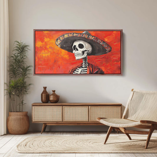 Skeleton Day of the Dead, Calavera, Dia De Los Muertos, Red Orange