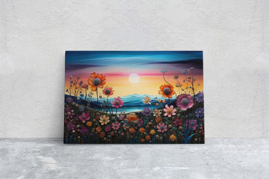 Large Flower Painting, Abstract Landscape Painting, Colorful Home Decor, Living room, Wall Decor,Framed Canvas