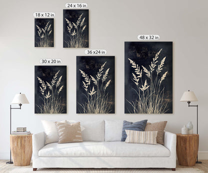 Wildgrass Painting, Silhouette Art, Black and White, Tall Grass