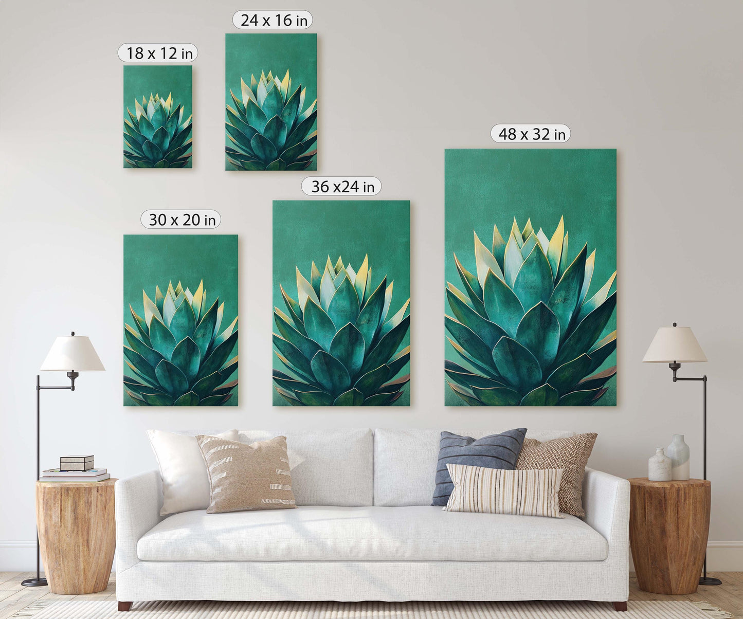 Emerald Green Agave, Agave Painting, Contemporary Decor
