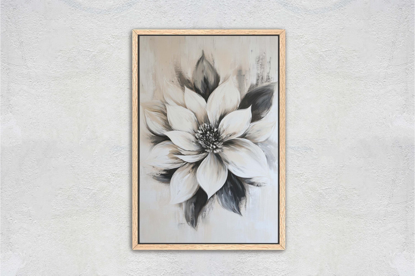 Black And White Flower, Flower Painting, Neutral Tones, Black White