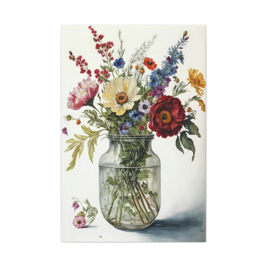 Wildflowers Vase Canvas Ready To Hang Large Print, Floral Print, Colorful