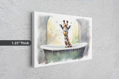 Giraffe Bath, Giraffe in Bathtub, Bathroom Decor, Kids Bath, Powder room, Fun Art, Cute Giraffe Elephant, Bath time Art, Silly Decor