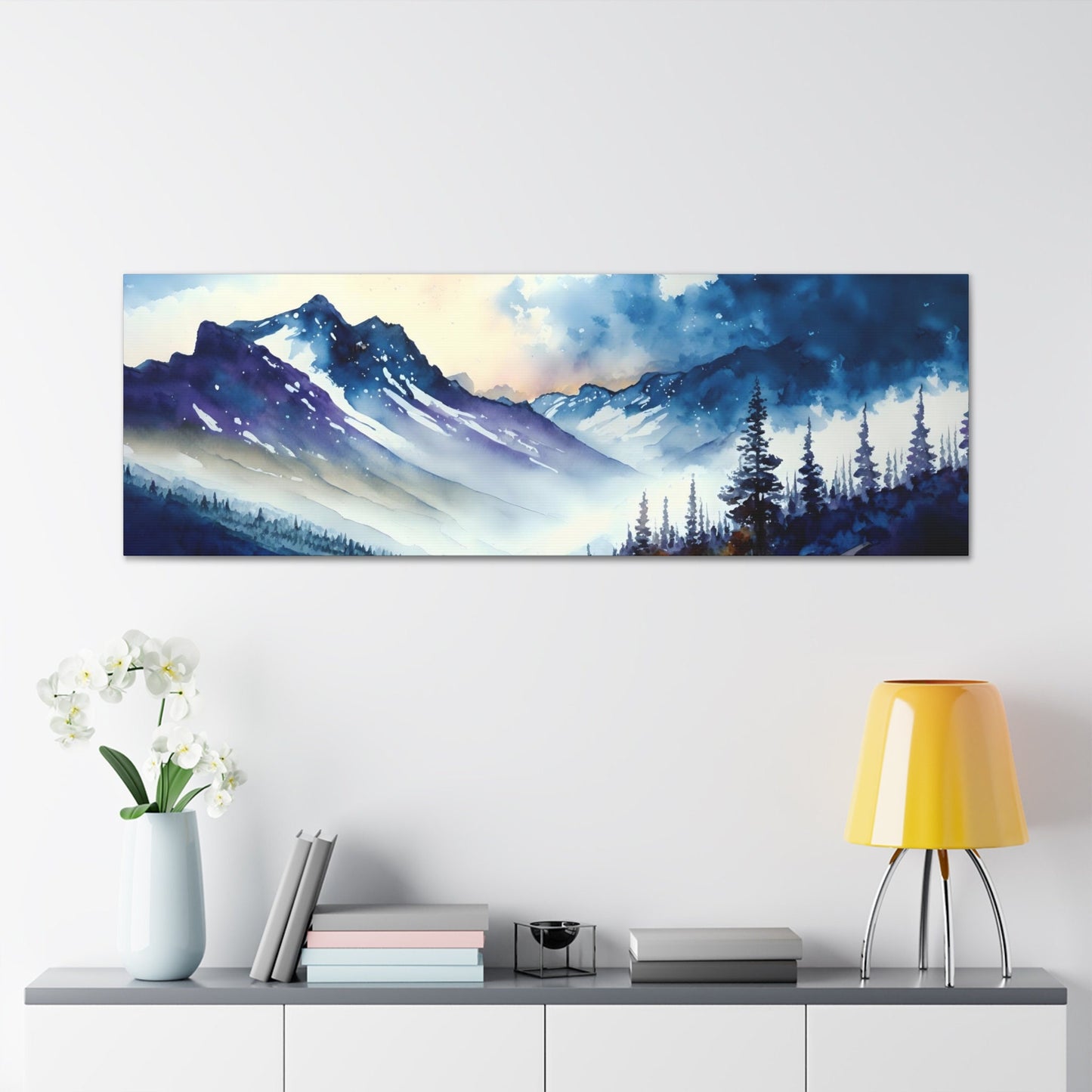 Mountain Side Landscape - Watercolor stretched canvas