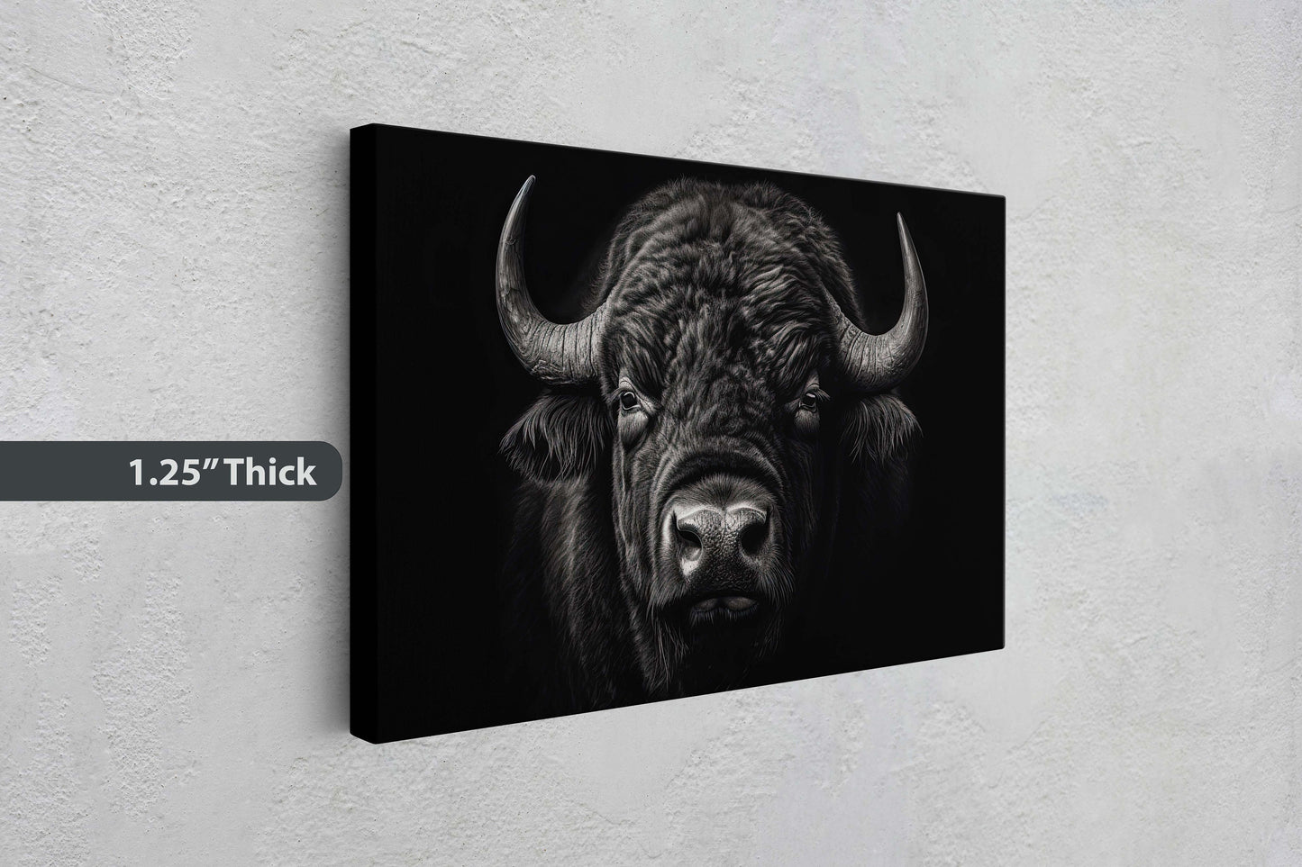 American Buffalo, Bison Picture, Buffalo Painting, Dramatic Bison, Americana, American West, Photography, Photo, Framed Canvas