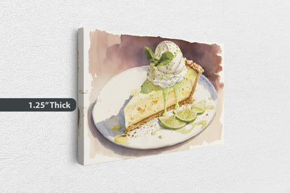 Watercolor Key Lime Pie, Dessert Art, Kitchen Wall Art, Dining Room Art, Ready To Hang, Large Print, Restaurant Print, Bakery Decor