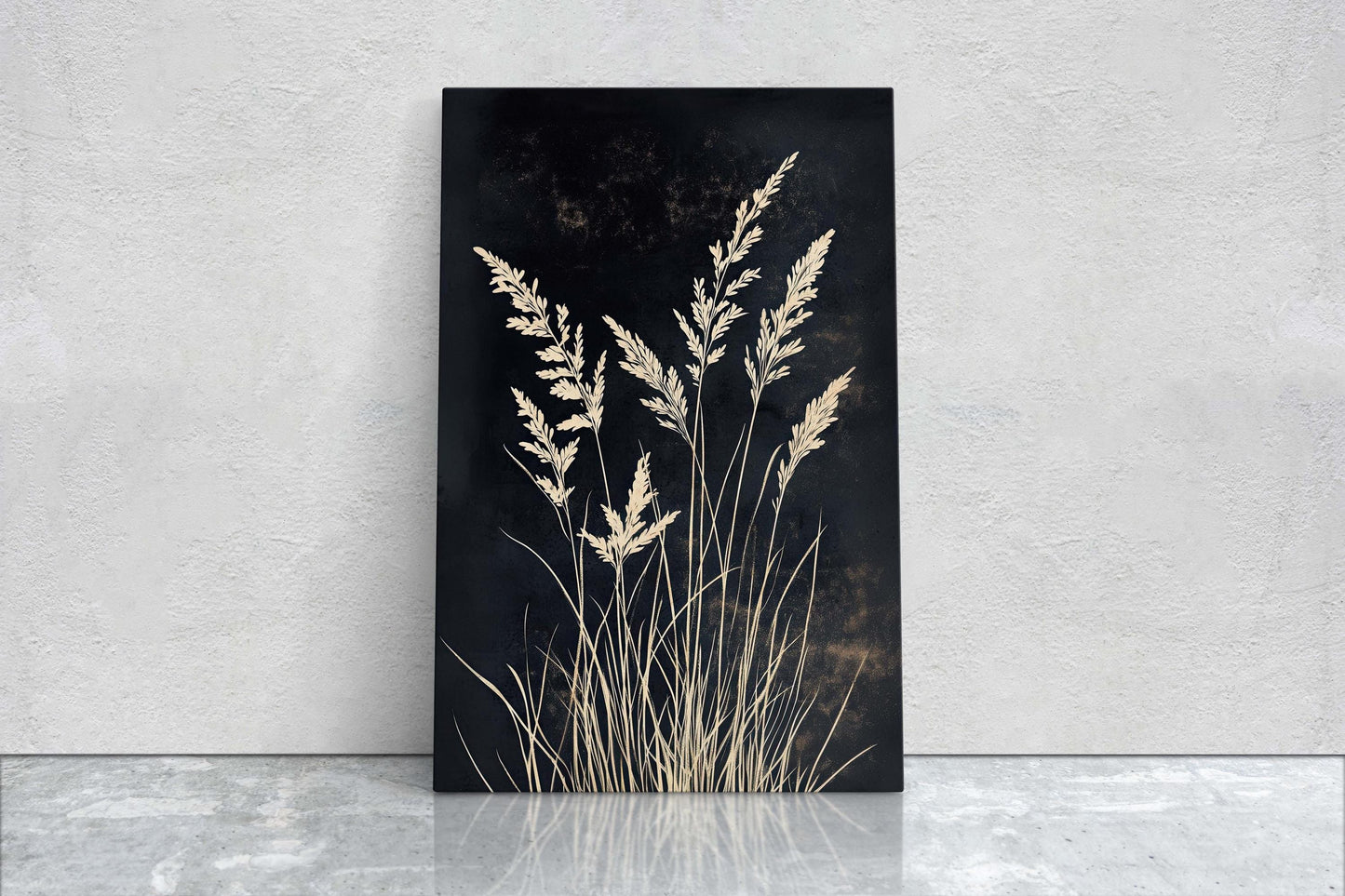 Wildgrass Painting, Silhouette Art, Black and White, Tall Grass