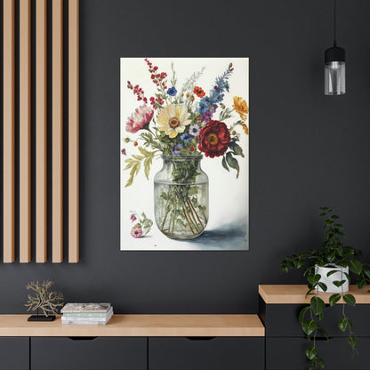 Wildflowers Vase Canvas Ready To Hang Large Print, Floral Print, Colorful