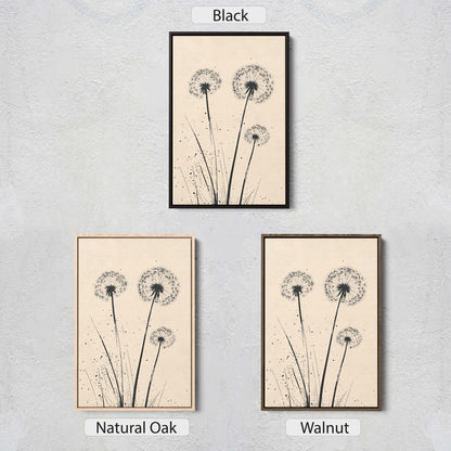 Minimalist Dandelion, Dandelion Print, Black and White, Cream, Neutral Colors
