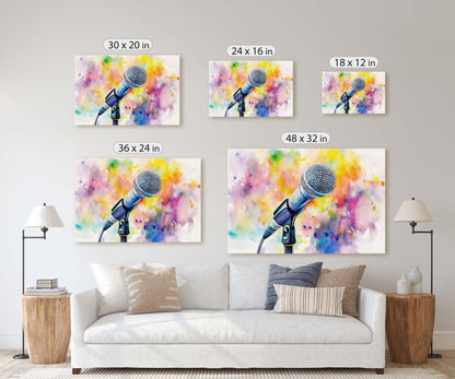 Microphone Art, Watercolor Mic, Gift for Singer