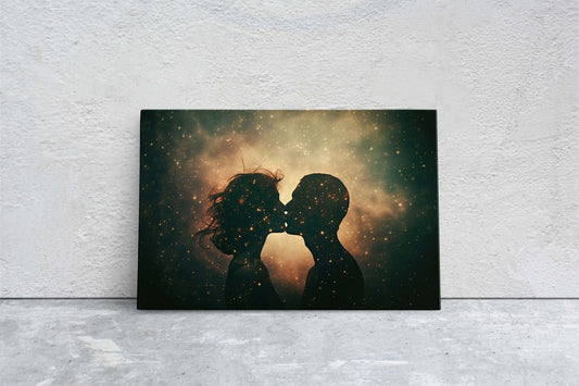 Couple Kissing, Loving Celestial, Sensual Decor, Lovers, Love, Romance Art, Intimate Partners, Canvas Art Print, Ready to Hang
