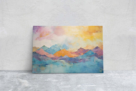 Abstract Mountains, Impressionist Art, Mountain Landscape, Scenic Decor, Painting Print, Framed Canvas, Large Art Print