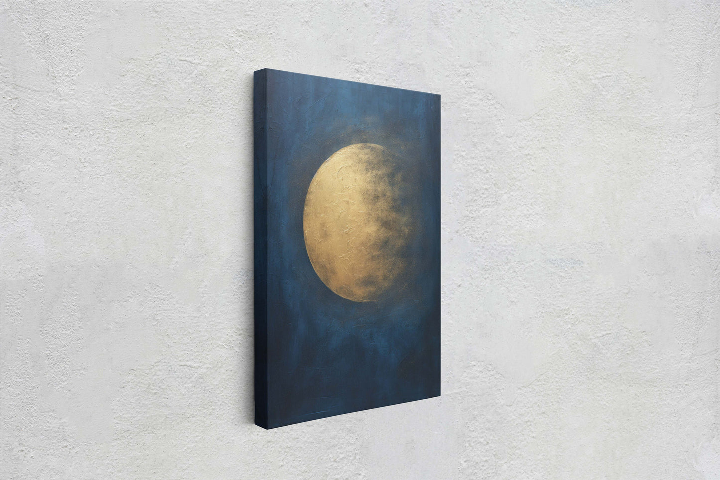 Gold Moon on Indigo, Moon Painting, Minimalist Art, Circle Indigo, Maximalist Art, Contemporary Decor, Celestial Art, Space Decor, Night Sky