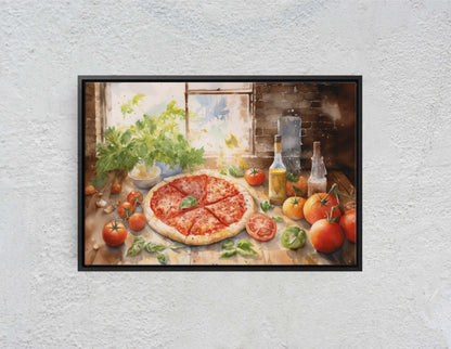 Italian Pizza, Margherita pizza, Food of Italy, Pizzeria, Restaurant Decor, Kitchen Print, Ready to Hang, Canvas Art Print, Large Art