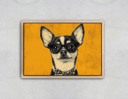 Hipster Chihuahua, Pop Art, Modern Decor, Street Art, Animal Art, Unique Art, Kids Room, Boys Room, Girls Room