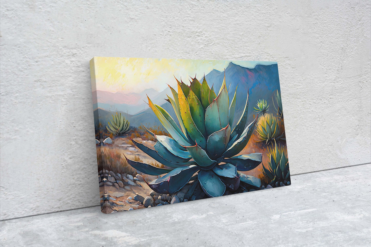 Agave Desert Canvas Art Ready To Hang Large Print, Oil Painting, Landscape