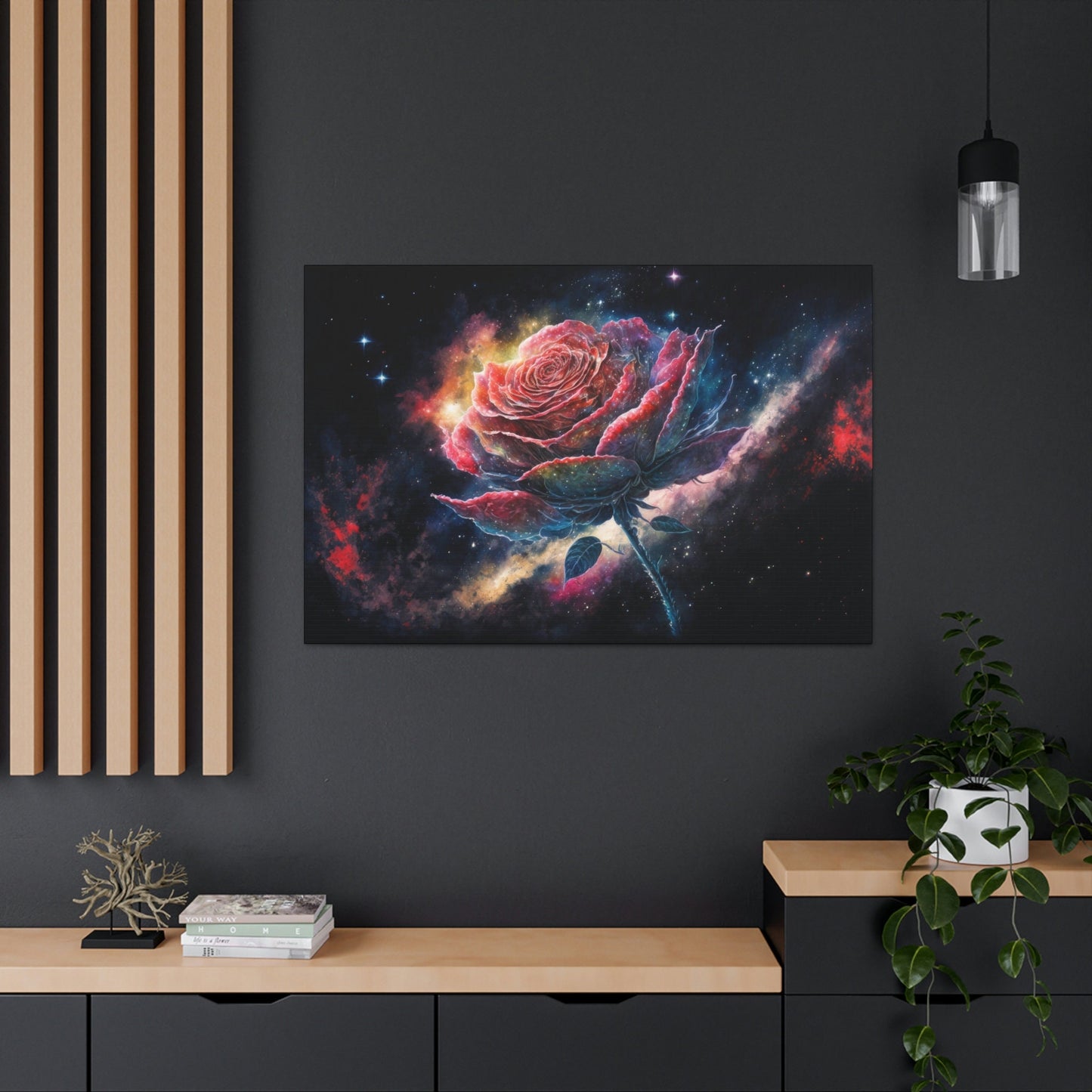 Galaxy Rose Canvas Art Ready To Hang Large Print, Painting