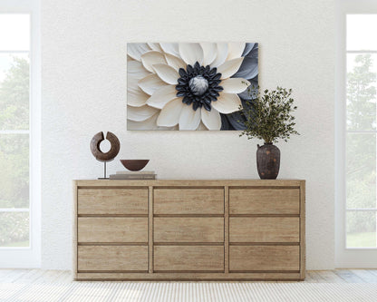 Flower Painting, Black White Floral, Contemporary Art