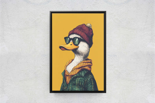 Hipster Duck, Pop Art, Modern Decor, Street Art, Framed Print, Animal Art, Unique Art, Animal Sunglasses, Kids Room, Boys Room