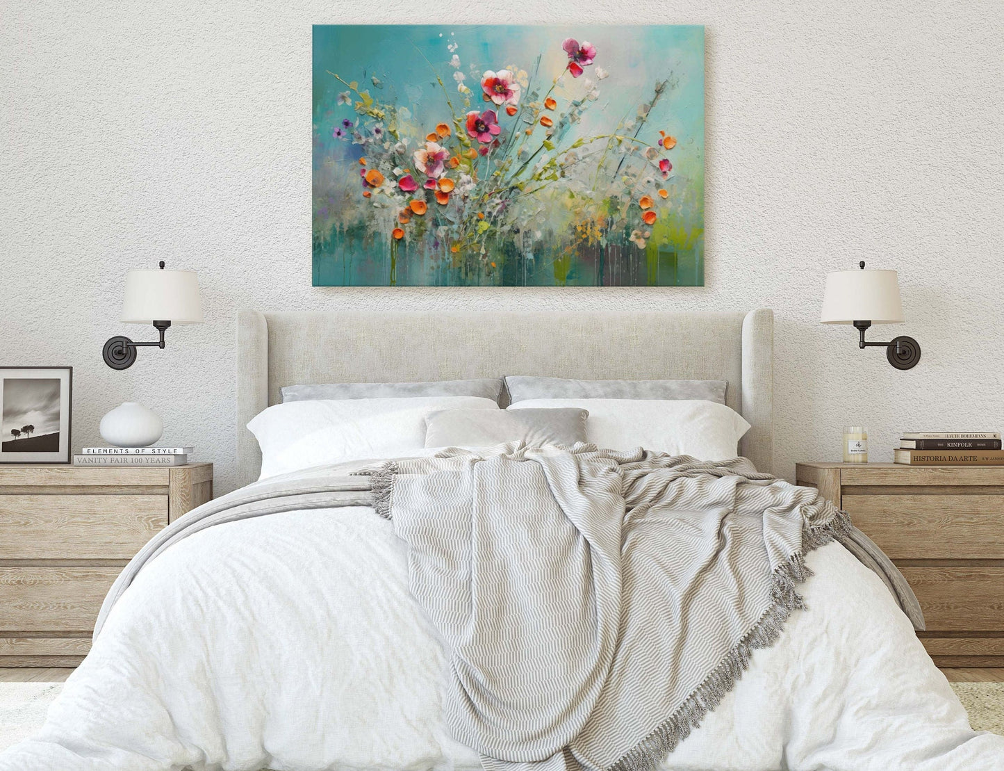 WIldflower on Canvas, Spring time, abstract print, Floral Decor, Botanical Art, Flower Painting, Dining Room Art, Living Room, Office Art