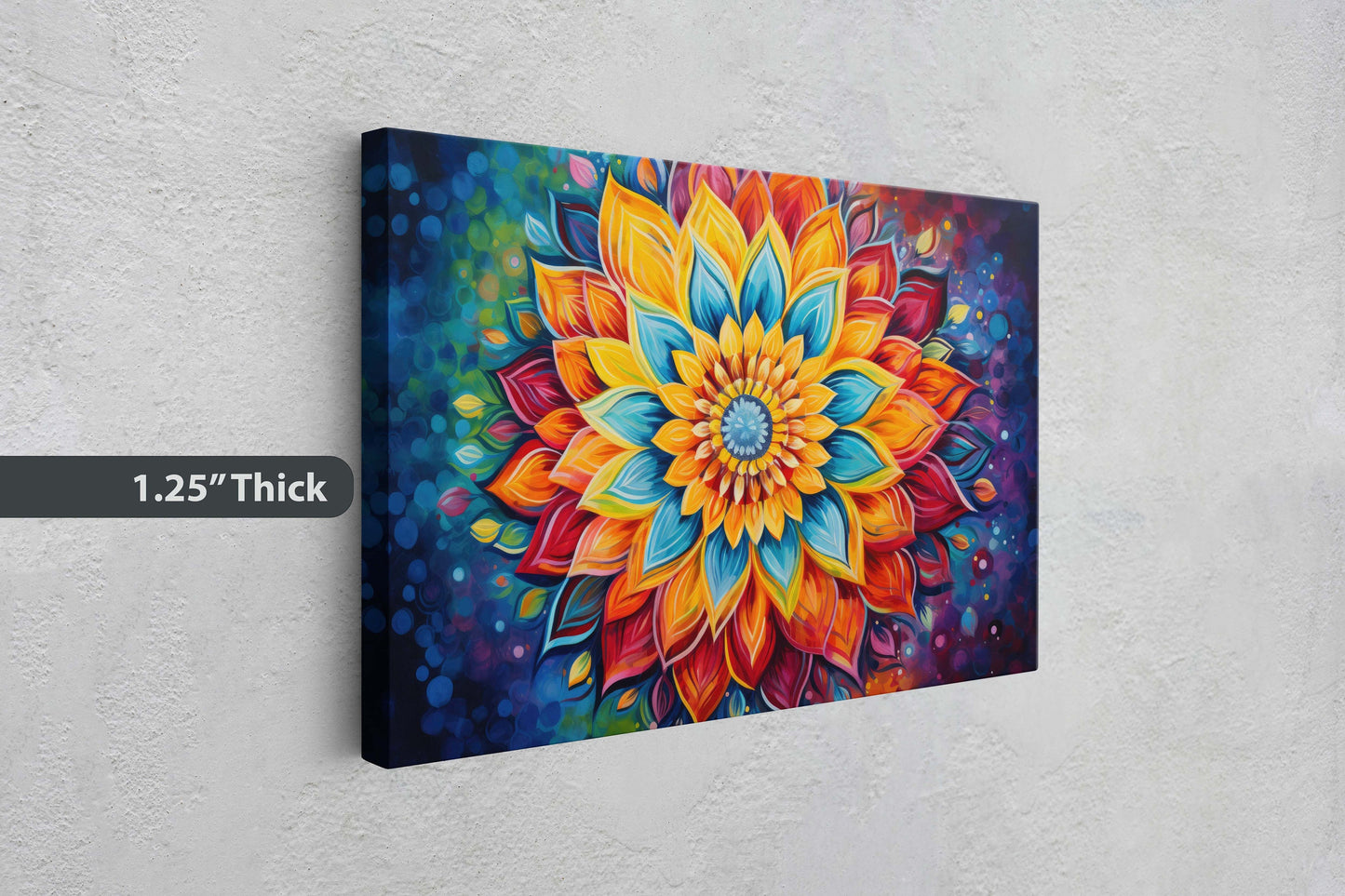 Mandala Flower, Indian Asian Decor, Geometric art, Sacred Geometry, Framed Canvas, Dorm Decor, College Art, Trippy, Psychedelic