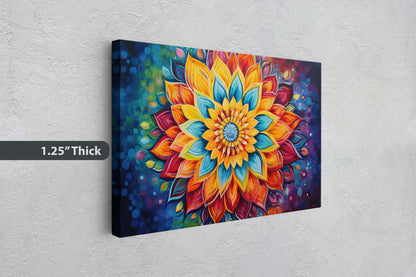 Mandala Flower, Indian Asian Decor, Geometric art, Sacred Geometry, Framed Canvas, Dorm Decor, College Art, Trippy, Psychedelic