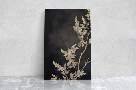 Botanical Print, Black and White, Minimalist Painting, Farmhouse Decor, Floral Wall Art, Framed Canvas, Wildflower Art