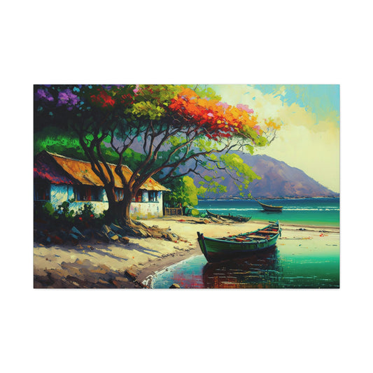 Taboga Island Canvas Art Ready To Hang Large Print, Oil Painting, Panama, Island of Flowers