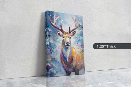 Reindeer Painting, Colorful Reindeer, Winter Art, Festive Decor, Xmas Print, Framed Canvas, Reindeer Print
