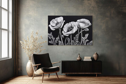 Black White Poppies, Poppy Flowers, Poppies Painting