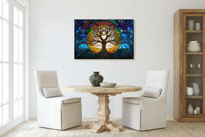 Yggdrasil Painting, Tree of life, Norse Mythology, Celtic Art, Stained Glass, Symbolic Artwork, Nature Decor, Abstract Nature, Large Print