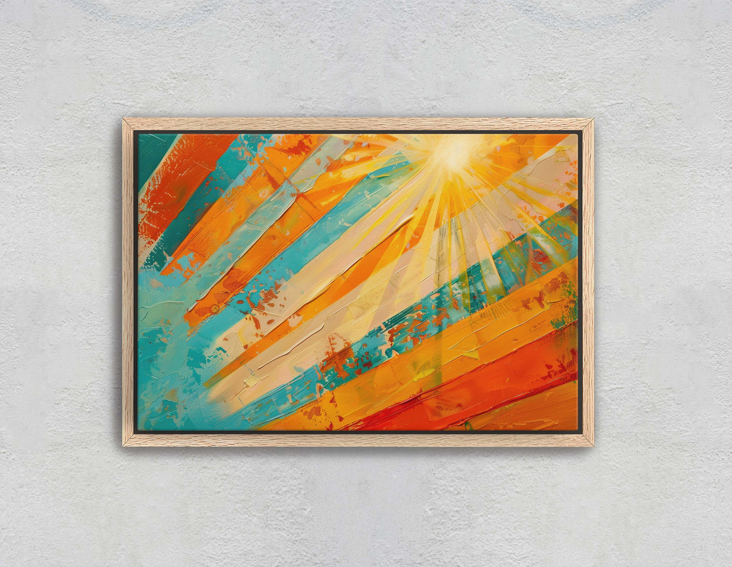 Sunburst, Starburst, Abstract Color, Color Theory, Modern Art, Contemporary, Framed Canvas, Statement Piece, Large Art Print, Rainbow Vivid