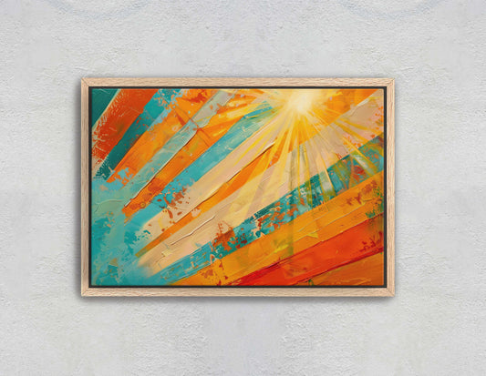 Sunburst, Starburst, Abstract Color, Color Theory, Modern Art, Contemporary, Framed Canvas, Statement Piece, Large Art Print, Rainbow Vivid