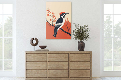 Woodpecker Art, Contemporary Print, Abstract Bird