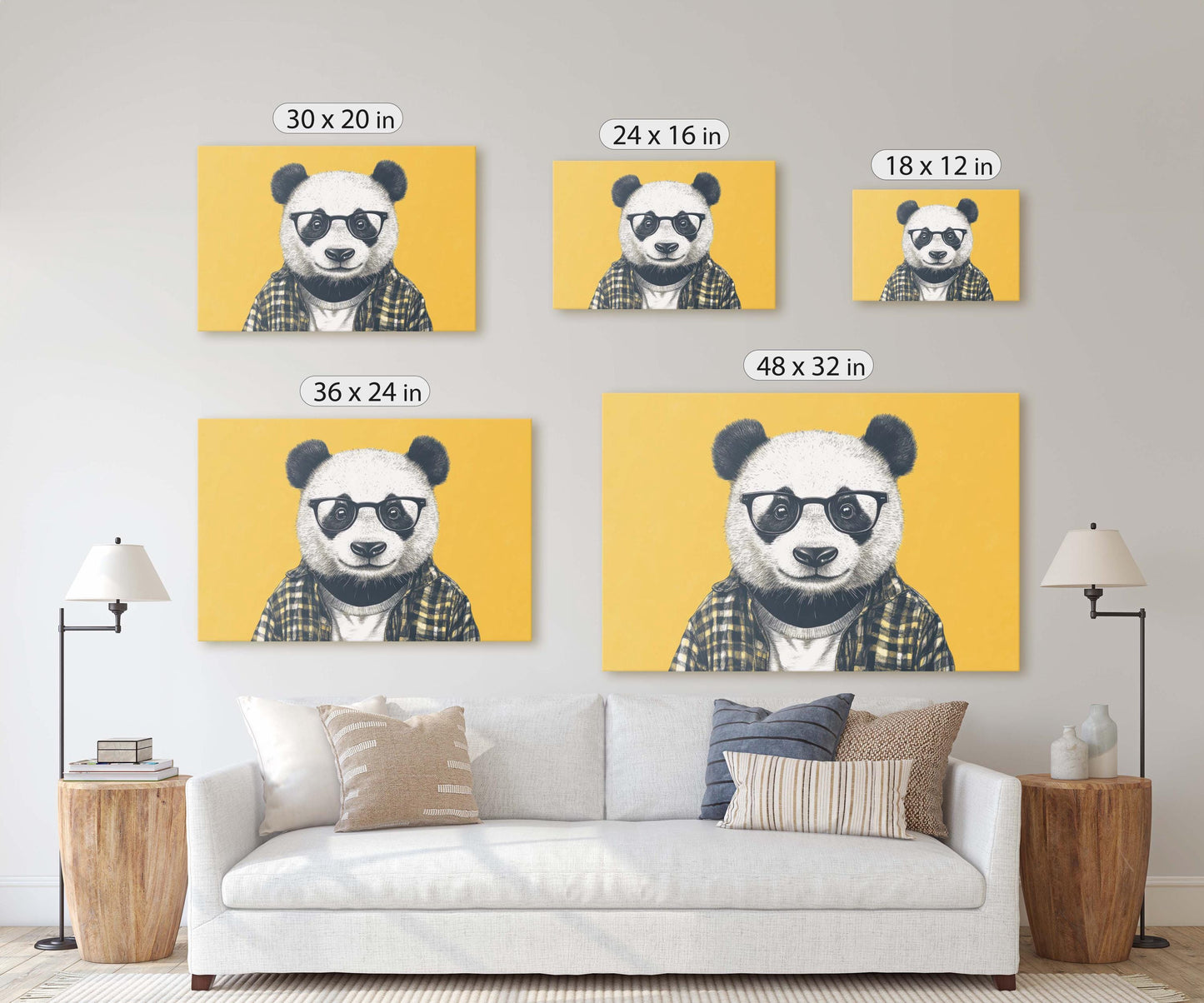 Hipster Panda, Pop Art, Modern Decor, Street Art, Animal Art, Unique Art, Kids Room, Boys Room, Girls Room
