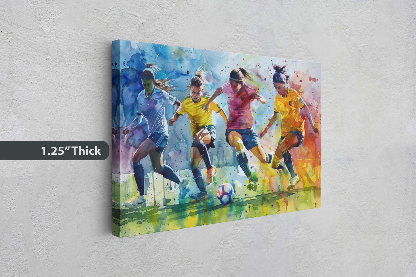Women's Soccer, Girls Soccer, Colorful sports, Woman Sports, Large Art Print, Framed Canvas, Girls Room, Kids room, Athlete