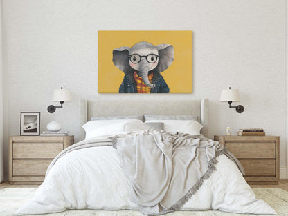 Hipster Elephant, Pop Art, Modern Decor, Street Art, Animal Art, Unique Art, Kids Room, Boys Room, Girls Room