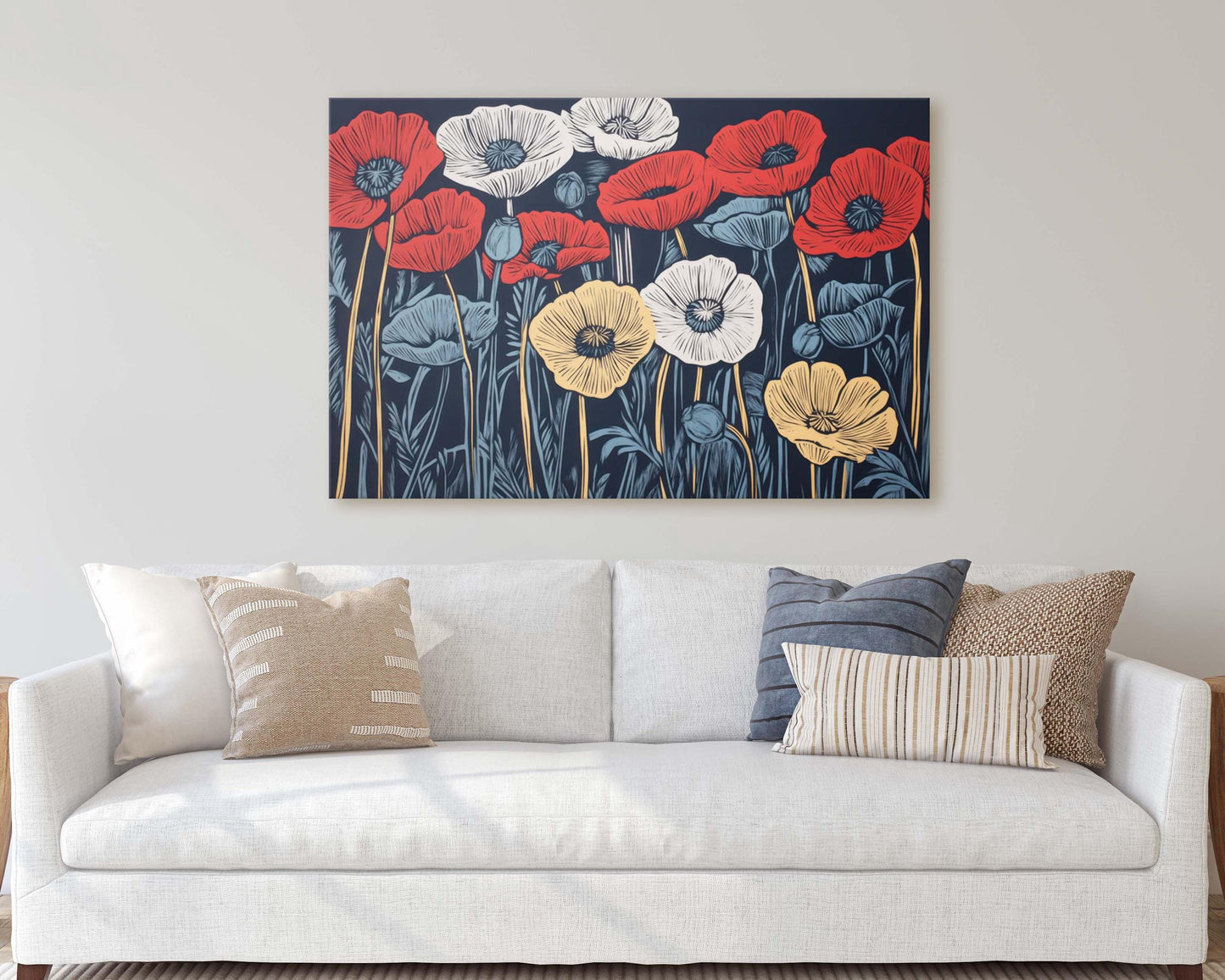 Tri-Color Poppies, Poppy Flower, Flower Painting, Dark Background