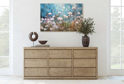 White Poppies on Canvas, Wildflower Print, Subtle Decor, Flower Art, Painting Print, Abstract Flowers, Impressionist Art, Large Print