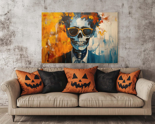 Hipster Skeleton, Halloween Abstract, Death Work, Halloween Pop Art, Creepy Decor, Gothic Art, Working Dead