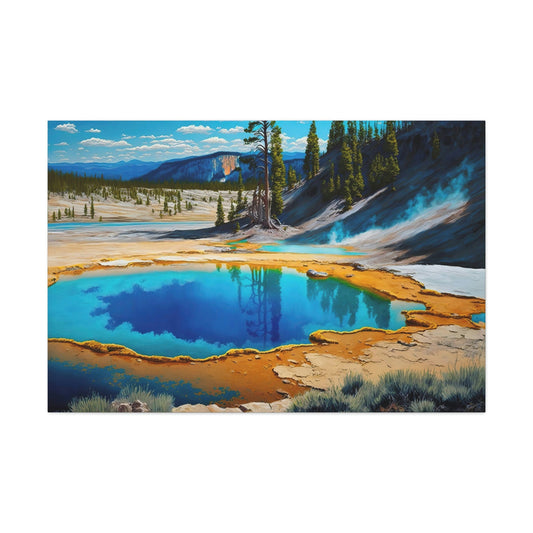 Yosemite National Park Canvas Art Ready To Hang Large Print, Oil Painting, Bright, Blue, Water