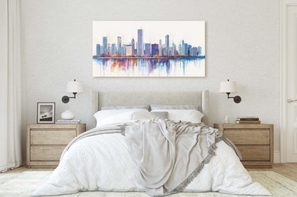 City Skyline Print, Urban City, Waterfront Buildings