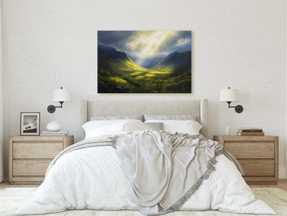 Celtic Highlands, Scottish Highland, Mountain Valley, Valley Painting, Light After Storm