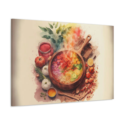 Watercolor Cooking Canvas Art Ready To Hang Large Print, Colorful